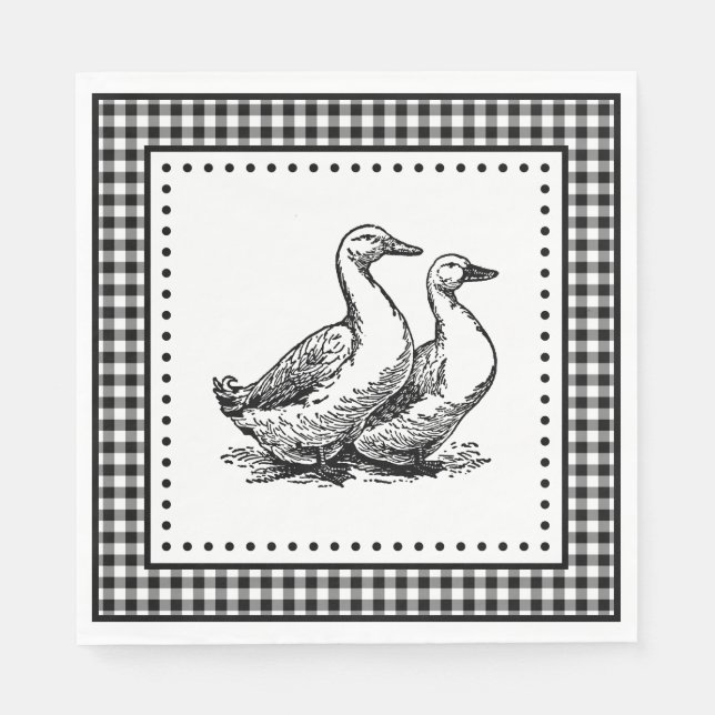 Geese Gingham Serviette (Vorderseite)