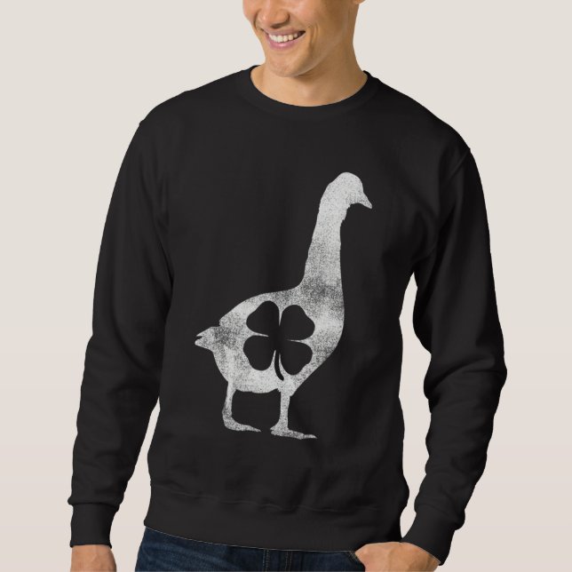 Geese Goose St Patrick's Day Shamrock Irish Lucky Sweatshirt (Vorderseite)