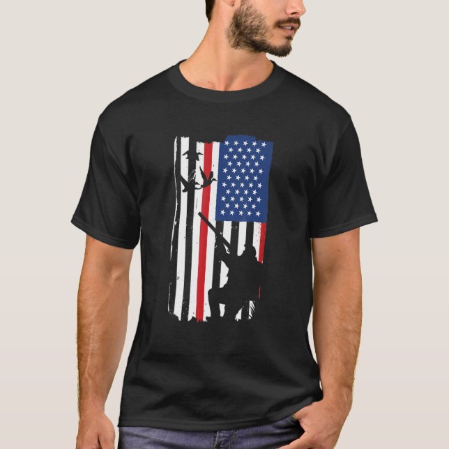 Geese Hunter Us Flag Goose Hunting T-Shirt (Vorderseite)