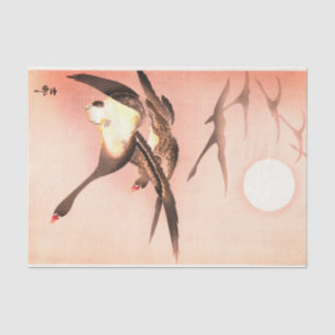 GEESE IN FLIGHT JAPANESE DRUCKZERTITEL SEIDENPAPIER