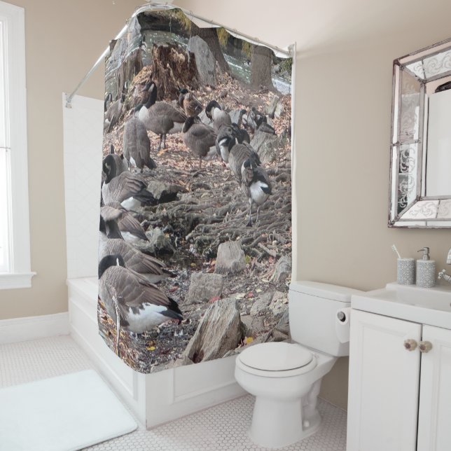Geese in the Park Shower Curtain Duschvorhang (Beispiel)