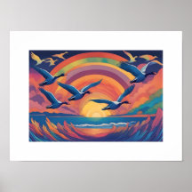 Geese Over Beach bei Sunrise