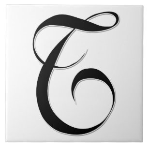 Geesele Letter T in Schwarz-Monogramm-Tile Fliese