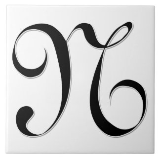 Geessele Buchstaben N in Schwarz-Monogramm-Tile Fliese