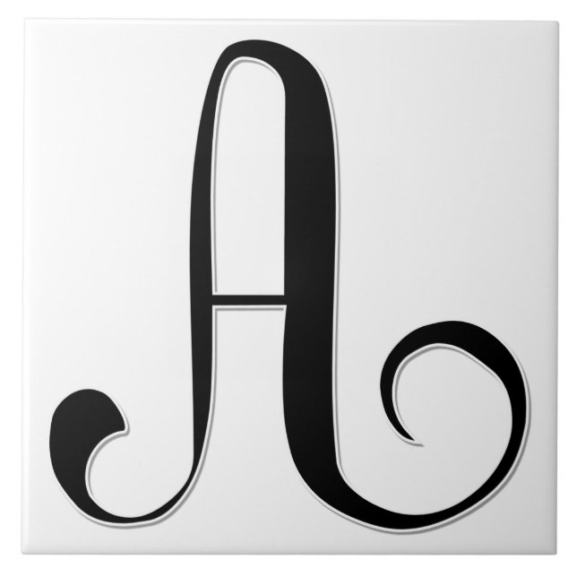 Geessele Letter A in Schwarz-Monogramm-Tile Fliese (Vorderseite)