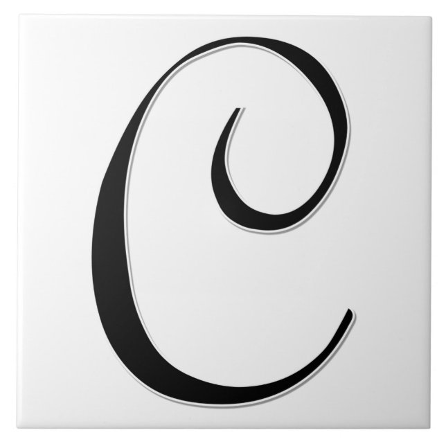 Geessele Letter C in Schwarz-Monogramm-Tile Fliese (Vorderseite)