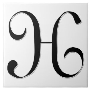 Geessele Letter H in Schwarz-Monogramm-Tile Fliese