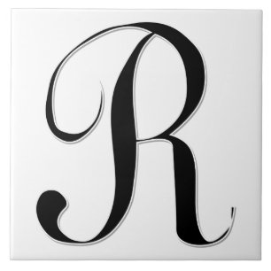 Geessele Letter R in Schwarz-Monogramm-Tile Fliese