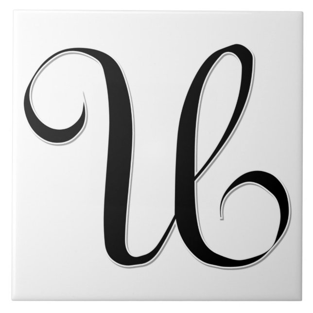 Geessele Letter U in Schwarz-Monogramm-Tile Fliese (Vorderseite)