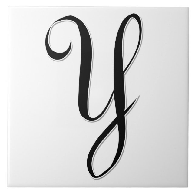 Geessele Letter Y in Schwarz-Monogramm-Tile Fliese (Vorderseite)