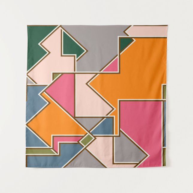 geetric seamless pattern, lines, orange, purple wandteppich (Vorderseite)