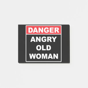 Gefahr: Angry Old Woman - Funny Gag Geschenk Post-it Klebezettel