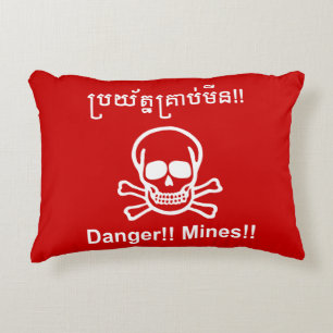 Gefahr! Minen! ☠ Cambodian Khmer Sign ☠ Dekokissen