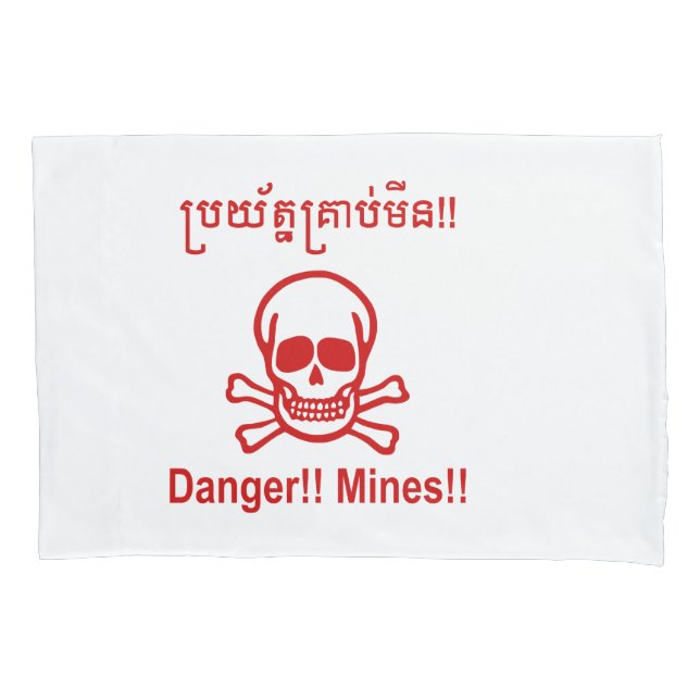 Gefahr! Minen! ☠ Cambodian Khmer Sign ☠ Kissenbezug (Vorderseite)