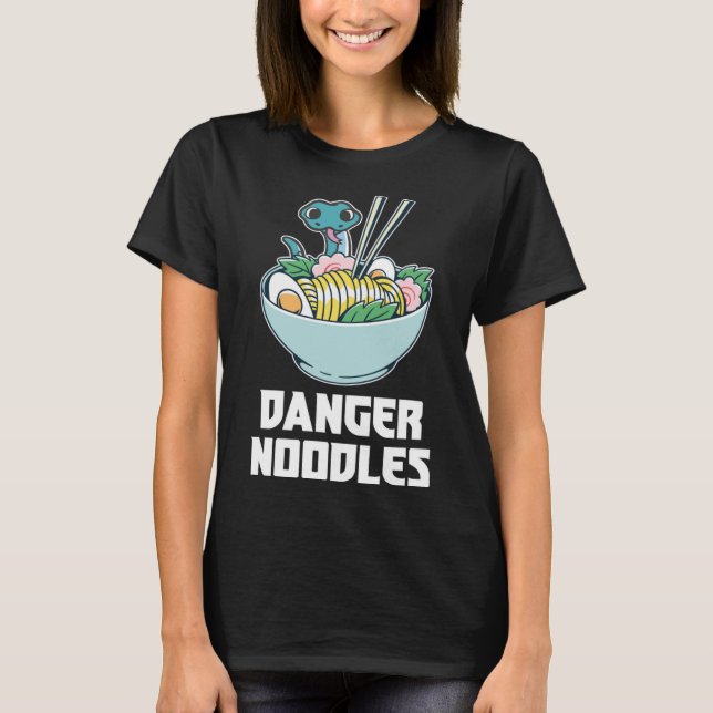 Gefahr Noodles, Snake Kawaii Anime Funny Ramen Sou T-Shirt (Vorderseite)