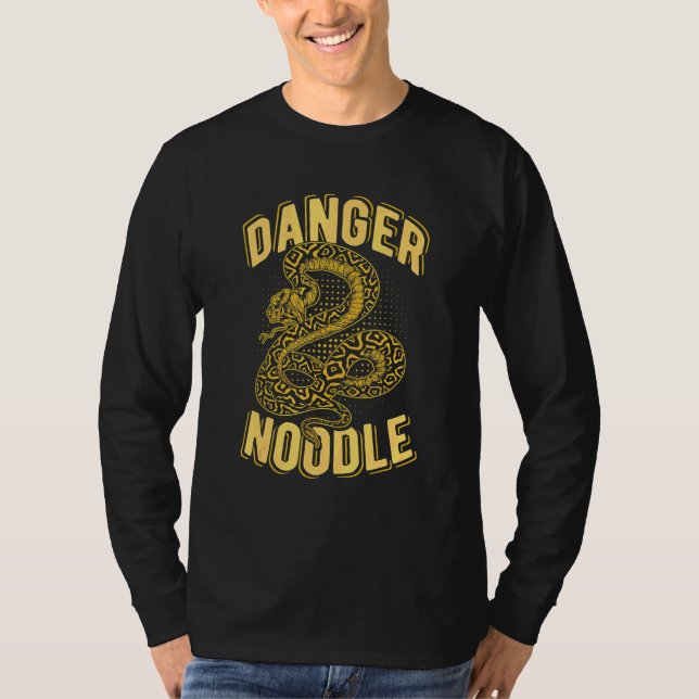 Gefahr Nudel Ball Python Schlange Reptil Serpent T-Shirt (Vorderseite)