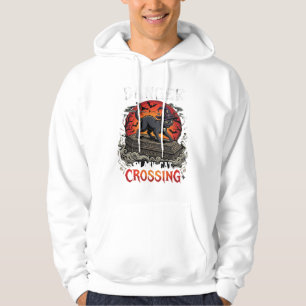 Gefahr Schwarze Katze überquert Halloween Hexenhut Hoodie