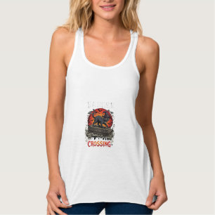 Gefahr Schwarze Katze überquert Halloween Hexenhut Tank Top