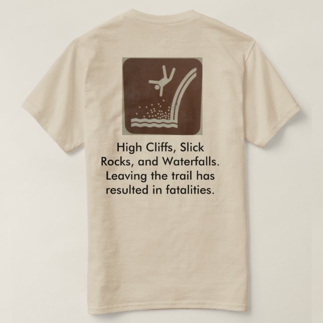 Gefahr: Wasserfälle können Sie töten! T-Shirt (Design Rückseite)