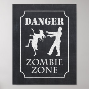 Gefahr Zombie-Zone-Halloween-Party-Halbpensionssch Poster