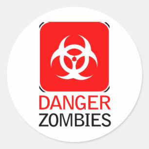 Gefahr Zombies Runder Aufkleber