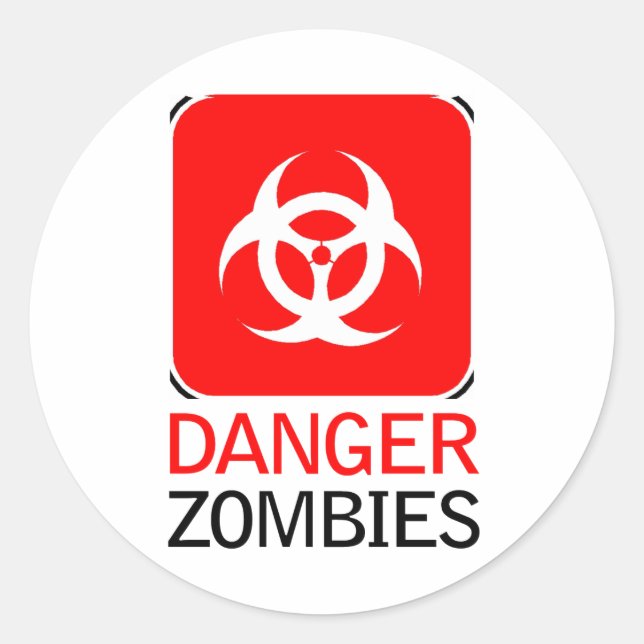 Gefahr Zombies Runder Aufkleber (Vorderseite)