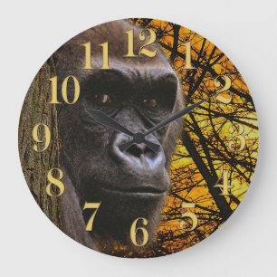 Gefährdete Lowland Gorilla & Regenwald Große Wanduhr