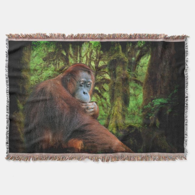 Gefährdete Orangutan & Regenwald Primat Art Decke (Vorderseite)