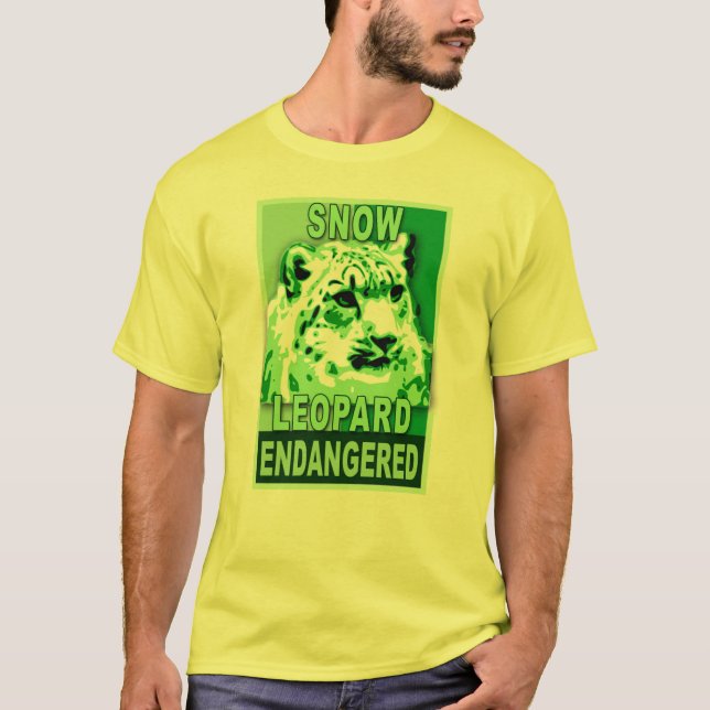 Gefährdete Schnee-Leopard-Pop-Kunst-T-Shirts T-Shirt (Vorderseite)