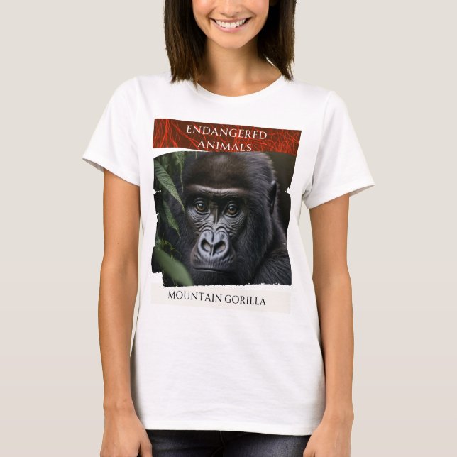 Gefährdete Tiere - Berggorilla T-Shirt (Vorderseite)