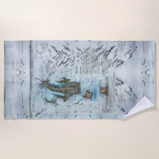 gefährdete Whale-Hai-Wasserfarben Strandtuch (Vorderseite)