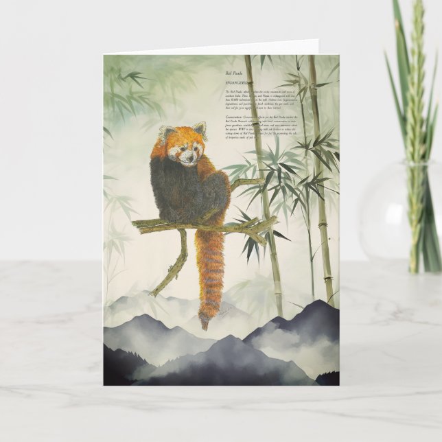 Gefährdeter handgemalter Roter Panda Karte (Vorderseite)