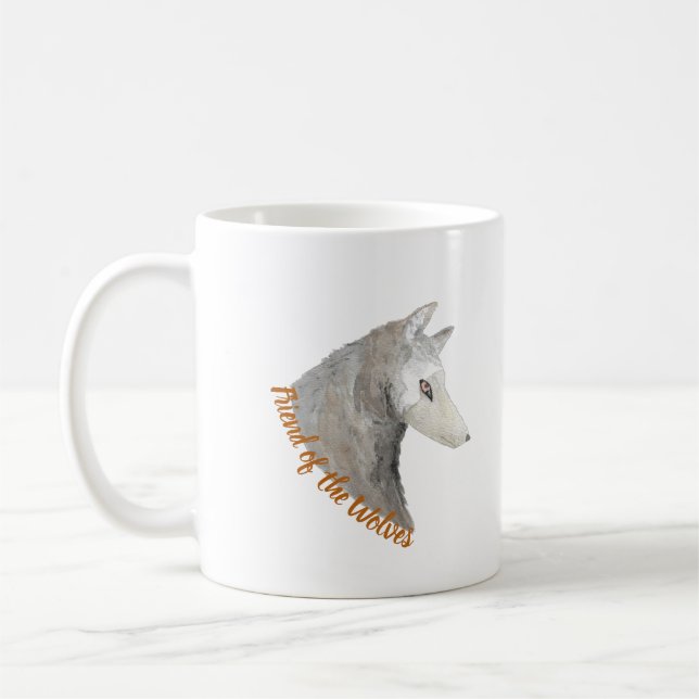 Gefährdeter Tierfreund-Wolfen Wasserfarbenwolf Kaffeetasse (Links)