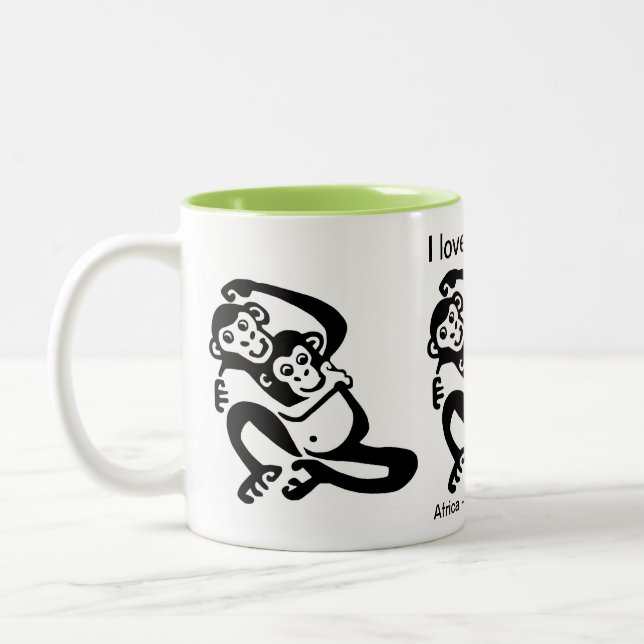 Gefährdetes Tier - I Liebe BONOBOS - Schimpanse- Zweifarbige Tasse (Links)