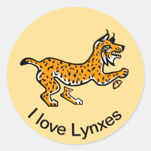 Gefährdetes Tier - I Liebe LYNXES - Gelbe Wildtier Runder Aufkleber