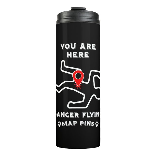 Gefahren beim Flying Map-Button Thermosbecher (Vorderseite)