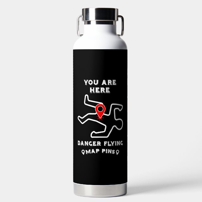 Gefahren beim Flying Map-Button Trinkflasche (Vorderseite)