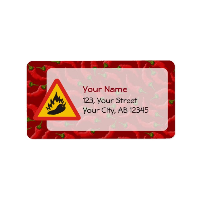 Gefahrenschild für scharfe Pfeffer Adressaufkleber (Vorne)