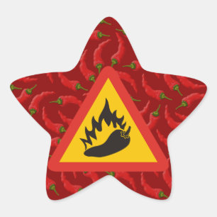 Gefahrenschild für scharfe Pfeffer Stern-Aufkleber