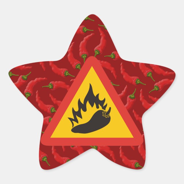 Gefahrenschild für scharfe Pfeffer Stern-Aufkleber (Vorderseite)