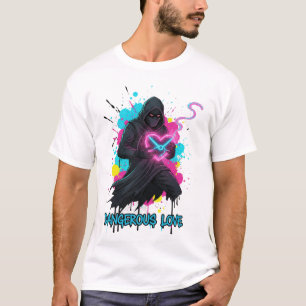 Gefährliche Liebe Neon-Herz Urban Graffiti Grafik T-Shirt