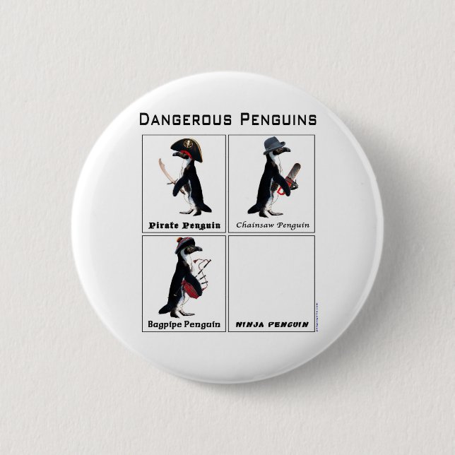 gefährliche Pinguine Button (Vorderseite)