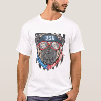 Gefährlicher amerikanischer Hund, Bull Dog mit US- T-Shirt