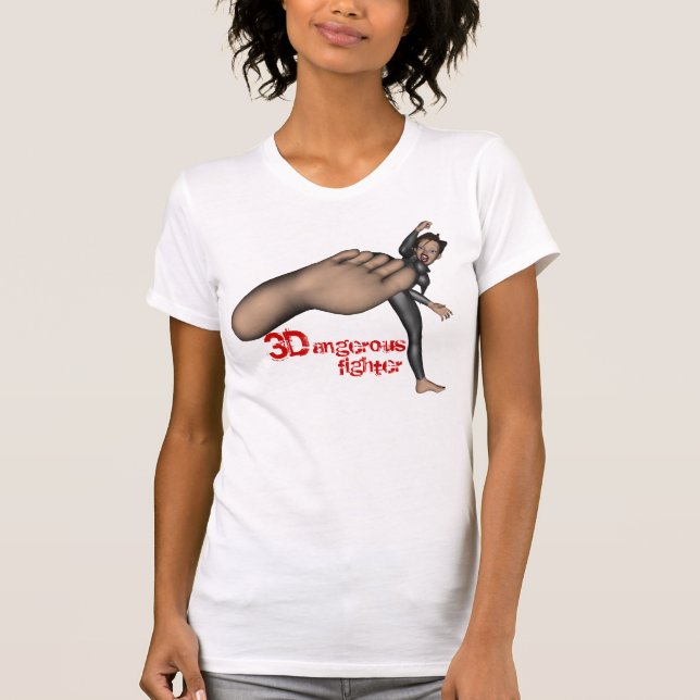 Gefährlicher Kämpfer-Petite T - Shirt der Damen-3D (Vorderseite)