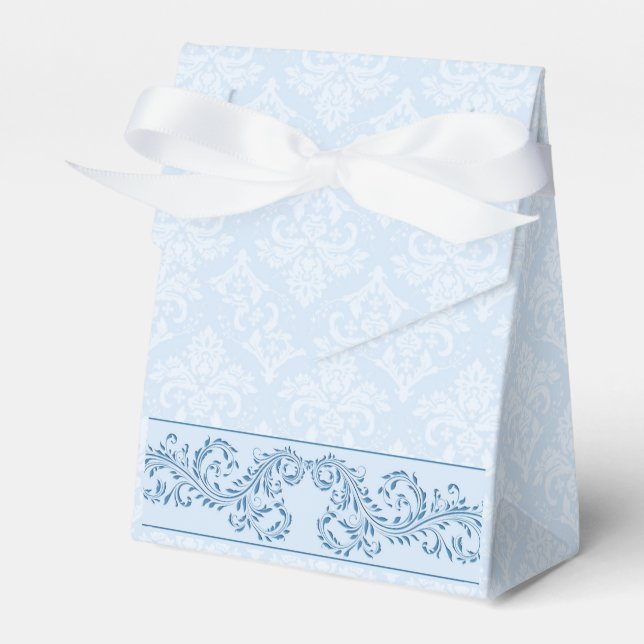 Gefallen/Geschenkboxen - Icy Blue Damask Geschenkschachtel (Vorderseite)