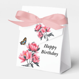 Gefallen, Geschenkboxen - Rosa Peony, Happy Birthd Geschenkschachtel