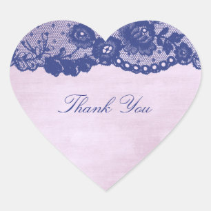 Gefallen Heart Rose Lila Blue Navy Lace Vielen Dan Herz-Aufkleber