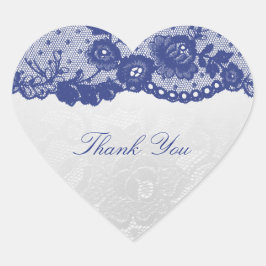 Gefallen Herz Silver Blue Navy Lace Vielen Dank Herz-Aufkleber