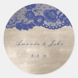 Gefallen Ivory Beige Blue Navy Lace Vielen Dank Runder Aufkleber