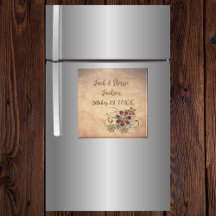 Gefallen Magnet Hochzeit mit Name & Datum Floral